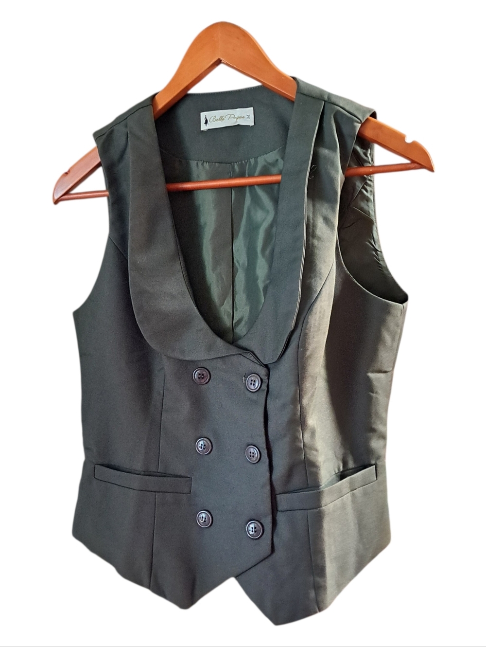Belle Poque Womens Double Breasted Vest Medium Retro Pinup